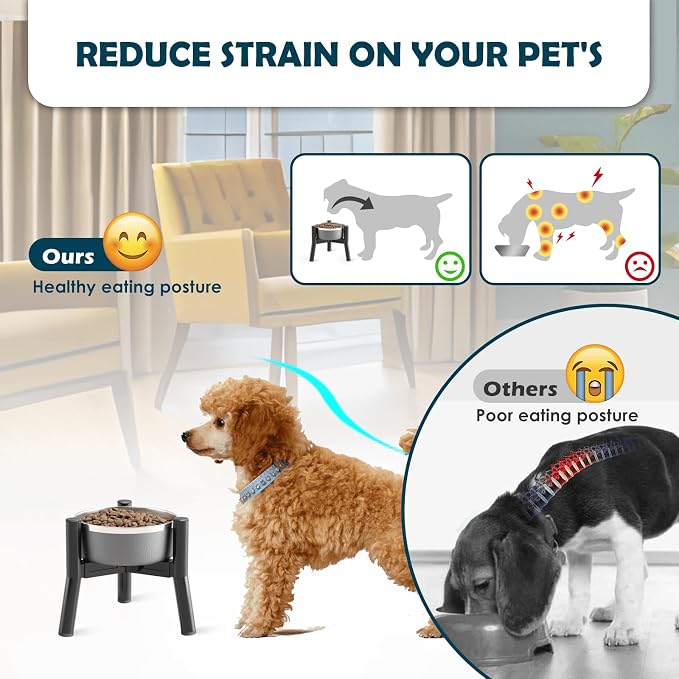 SHAINFUN Adjustable Elevated Dog Bowls Stand Compatible with 5.9 to 8.7 inch Wide Raised Stand with Metal Material for Medium and Small Sized Dogs (Bowl Not Included) - Image 2