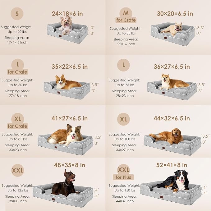 EHEYCIGA Orthopedic Dog Beds for Large Dogs, Waterproof Memory Foam Large Dog Bed with Sides, Non-Slip Bottom and Egg-Crate Foam Pet Couch Bed with Washable Removable Cover, Grey | 41Inch XL Dog Bed, Non-Slip Bottom and Egg-Crate Memory Foam Extra Larg... - Image 2
