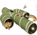 Ownpets Cactus Cat Tunnel 10" with Peek Holes for Indoor Large Cat, Green | Durable Oxford fabric, noise-free, foldable & connectable, multi-cat friendly, tube for cats up to 20lb, includes ball & wand by Ownpets