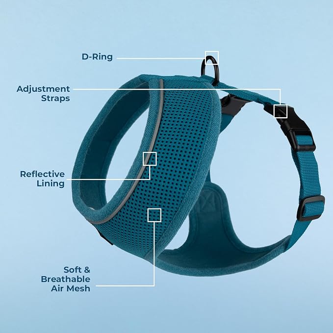 Best Pet Supplies Voyager Aerolite Over the Head Dog Harness, No Pull Breathable Air Mesh Vest, Quick Dry with Reflective Stitching, Adjustable Escape Resistant Harness - Turquoise, Medium - Image 3