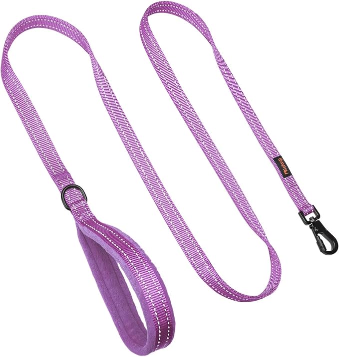 Didog 6FT Reflective Dog Leash for Medium Large Dogs,Slim 3/4" Width,Purple | Soft Padded Handle, Plush Comfort Grip, Tangle-Free, 360°Heavy-Duty Strengthened Clasp for Daily Walks/Training, Night Safety - Image 4