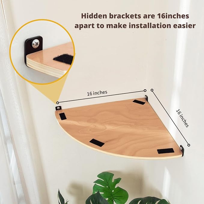 Wall Mounted Corner Cat Bed - Cat Shelf with Comfortable Cushion - Minimalistic Cats Furniture for Indoor Cats - Climbing Perch for Wall,Cream - Image 4