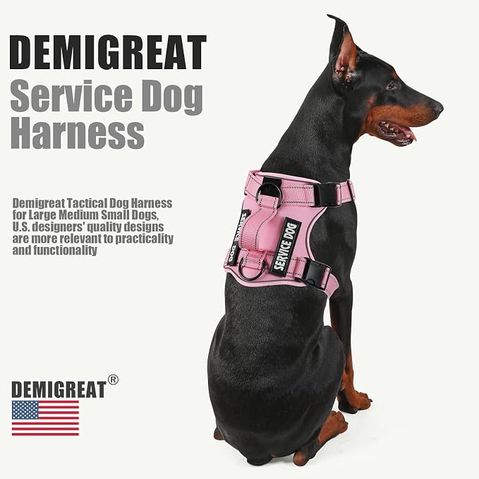 Service Dog Harness, Reflective Dog Vest Harness with 5 PCS Patches, Adjustable Soft Oxford Pet Harness, Inner Layer Mesh, Easy to Control for Small Medium Large Dogs - Image 4