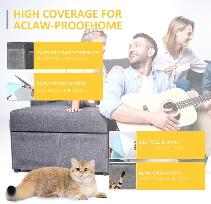 XMZCYMyo Anti Cat Scratch Furniture Protectors, 11PCS Cat Scratch Deterrent Tape, Couch Corner Protectors for Cats, Double Sided Sofa Anti Scratching Sticky Tape - Image 3