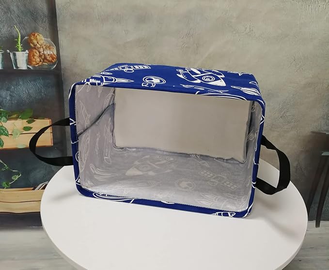 Storage Basket Home Shelf Basket Kids Organizer Box Clothes Laundry Hamper Nursery Bin Gift Laundry Basket with Handles for Home (Spacecraft) - Image 5