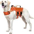 Dog Harness for Large Dogs, No Pull Tactical Vest with Front Clips | Easy Contrl Handle, Breathable Soft Padded, Adjustable, Reflective, Heavy Duty, Easy Take On & Off, Orange Large by Runfido