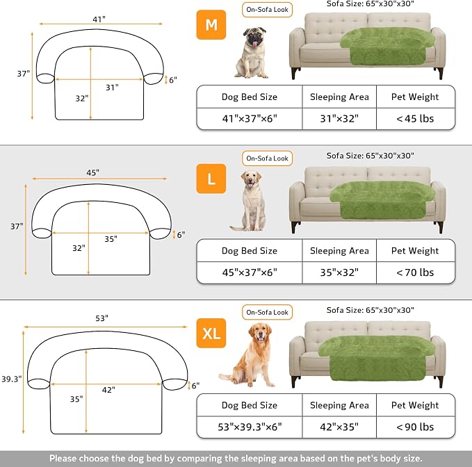 GGIB Calming Dog Bed Fluffy Plush Dog Mat for Furniture Protector with Removable Washable Cover for Large Medium Small Dogs and Cats (Large, Grass Green) - Image 5