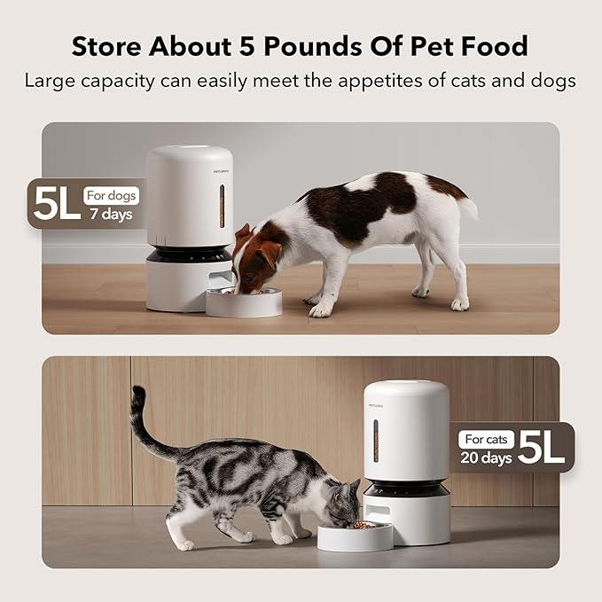 PETLIBRO Automatic Cat Feeder, 5G WiFi Automatic Dog Feeder with Freshness Preservation, 5L Timed Cat Feeders with Low Food Sensor, Up to 10 Meals Per Day, Granary Pet Feeder for Cats/Dogs - Image 6