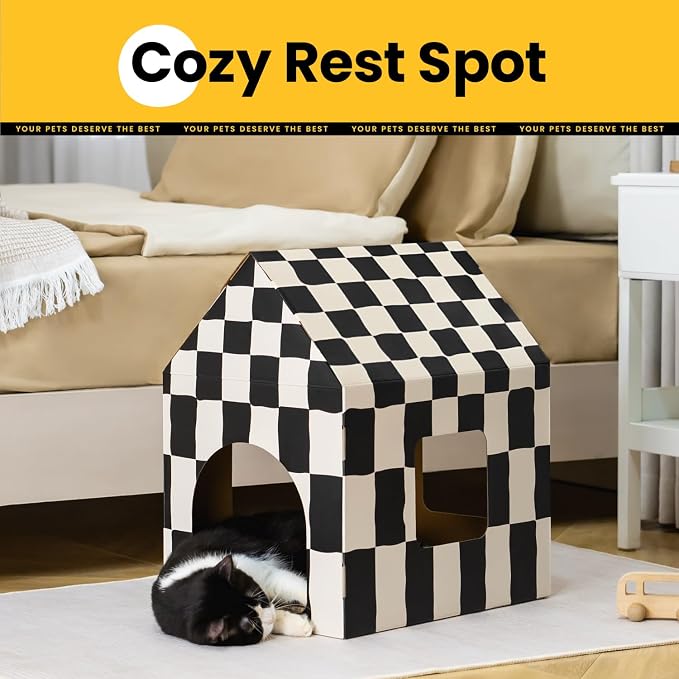 Conlun Large Cat House Scratching Pad Indoor Cave <18 lbs | 2-in-1 cozy cave, heavy-duty recycled cardboard | traps messy crumbs, quick setup | ideal for cats up to 18 lbs - Image 6