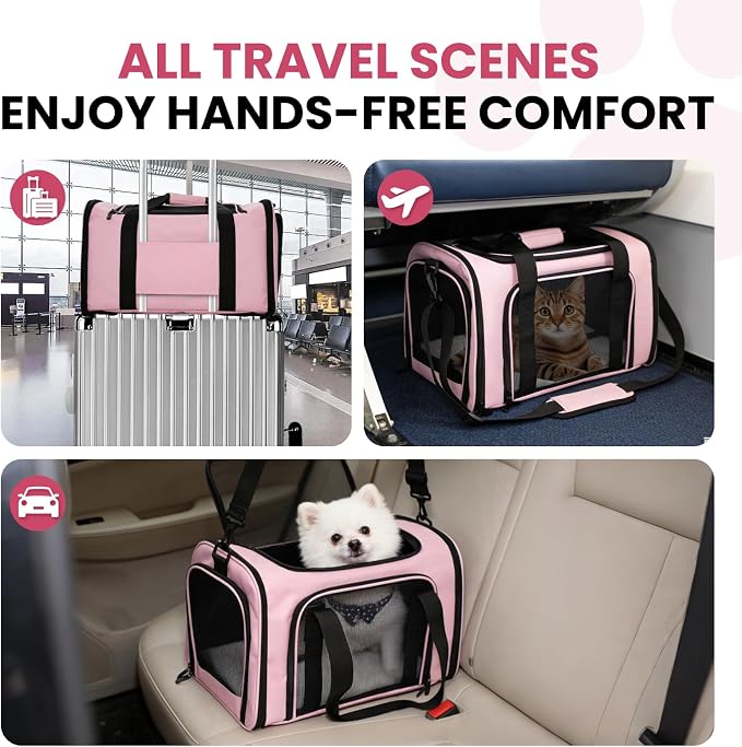 Soft-Sided Cat Carrier 20x13x13 in Expandable Travel Pet Bag 22LBS | For Cats and Small Dogs with Anti-Scratch Mesh Washable Mat Collapsible Escape-Proof Airline Approved with Shoulder Strap - Image 8