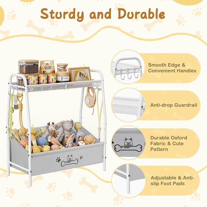 Lomivra Large Dog Toy Basket (23.6"x11.2"x9.7"), Dogs Toy Bin with Storage Organizer, Trapezoid Toy Box for Dog Stuff Accessories, Pet Toy Storage Holder Chest for Cat Dogs Essential Supplies - Image 7