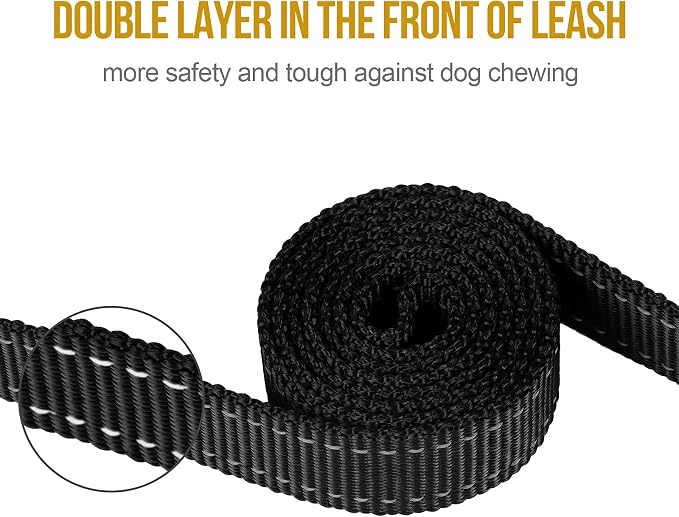 OneTigris No-Pull Dog Leash with Handle for Medium Large Dogs (Black, 4FT) | Durable lead built for training & daily walks. Ideal drag line for strong pullers and large breeds like bully dogs. - Image 4
