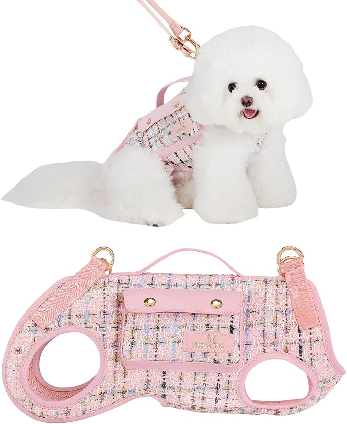 Wakytu Dog Lift Harness Dog Carrier Sling for Small Dogs & Cats,S | stylish puppy sling carrier with handle & pocket,adjustable leash,walking & travel by Petshome