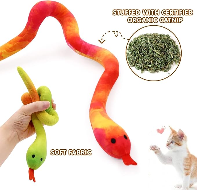 CiyvoLyeen Plush Snake Catnip Toys for Indoor Cats 5 Pack | Interactive Snake Cat Chew Kicker Toys, Boredom Relief, Soft Durable Plush with Catnip, Funny Gift for Cat Lovers & Kitten - Image 2