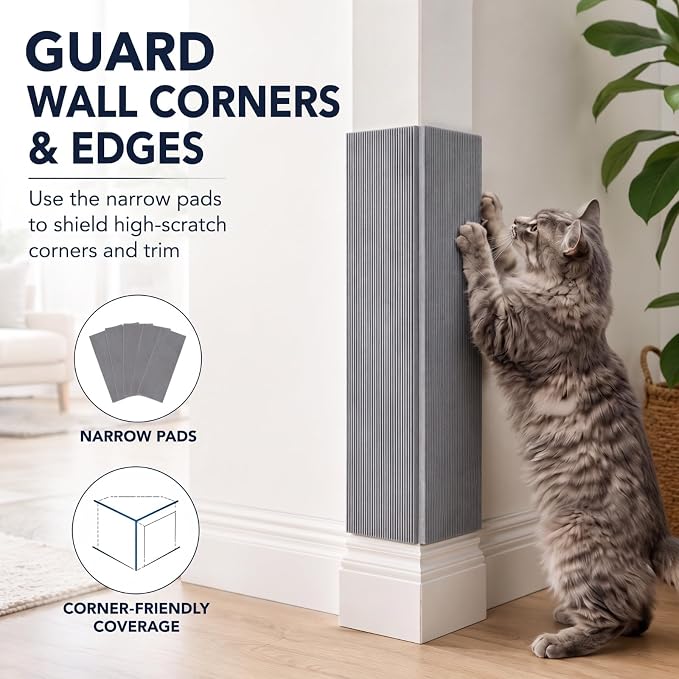 Marsui 12 Pack Cat Scratch Mats for Walls Corners, Self Adhesive, Grey | Fits Couch, Walls, Cat Trees, Shelves and DIY Climbing Areas, Protects Furniture from Claws, Replaceable Scratching Surface - Image 6