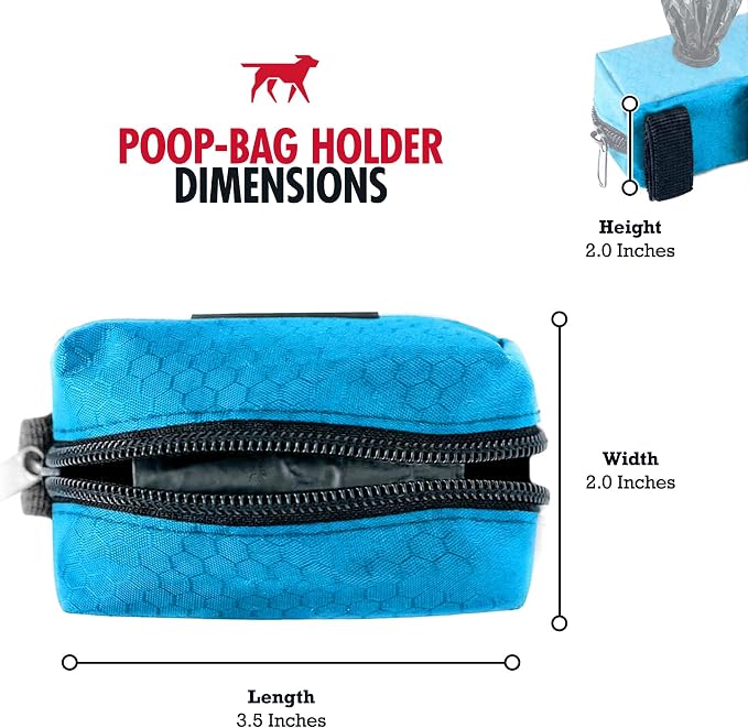 Tuff Pupper Dog Poop Bag Holder | Works with Any Dog Leash | Zippered Waste Bag Dispenser | Waterproof with Rust-Proof Clip | Convenient Lightweight Design | Includes 2 Rolls of Leak-Proof Bags - Image 2