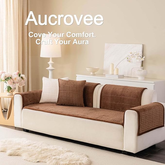 Velvet Washable Dog Couch Cover, Non-Slip Waterproof Pet Sofa Protector for Cushion Sectional, L-Shaped Sofa & Loveseat, Machine Washable(1PC/27.6"x94.5",Brown) - Image 3