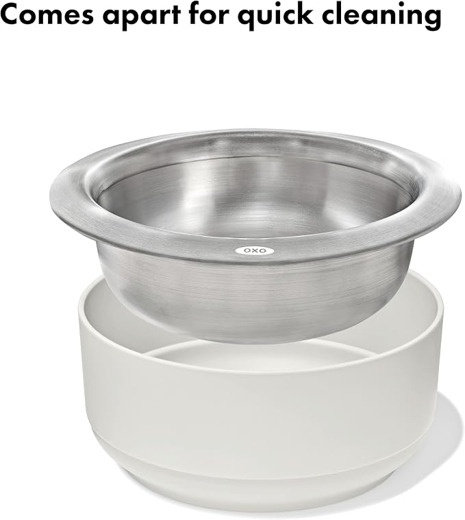 OXO Pet Nonslip Stainless Steel Dog Bowl - Large, 4 Cup Capacity | Wide Mouth, Weighted Base, Comes Apart for Easy Cleaning, Dishwasher Safe, Cat Bowls - Image 2