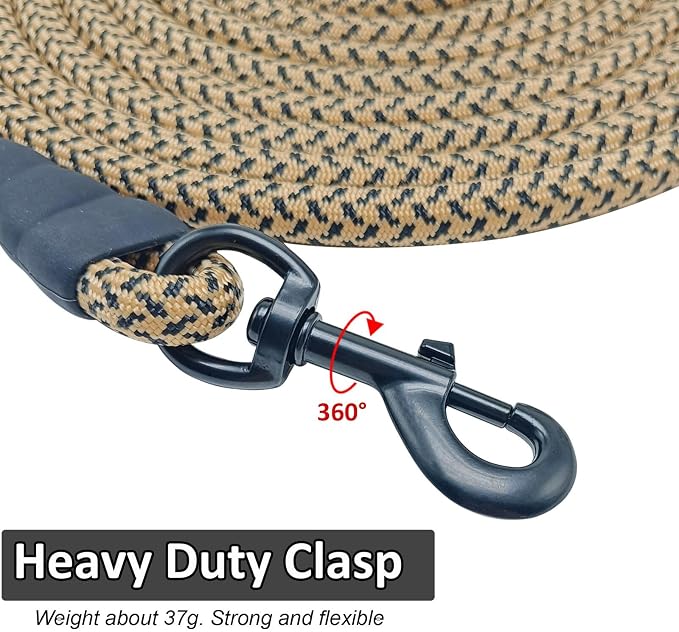 MayPaw 20ft Long Rope Dog Leash for Large Medium Dogs Soft Handle Dog Lead | 1/2-In Thick Lead, 3/6/8/10/15/20FT Soft Padded Handle Strong Nylon Pet Leash, 14+ Colors (1/2" * 20', brown) - Image 3