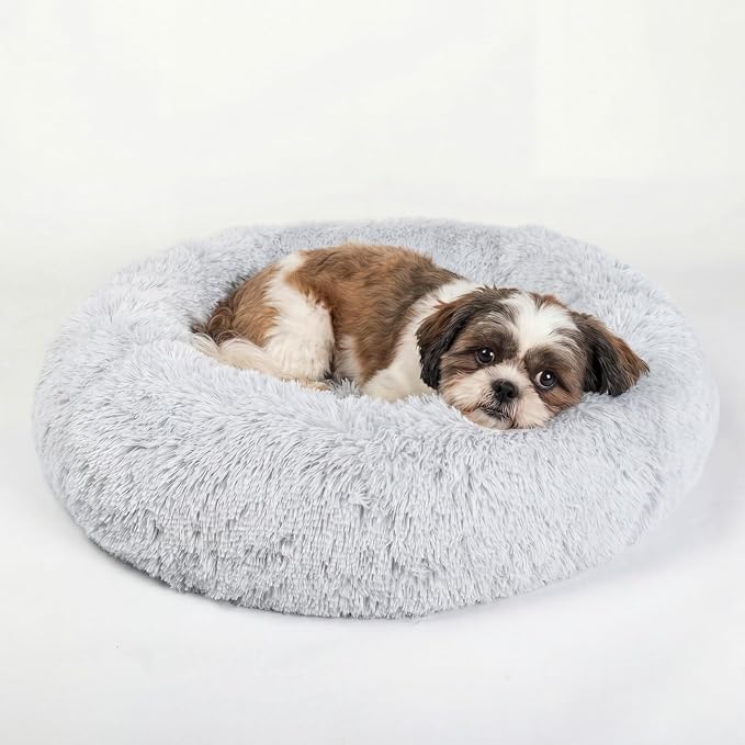 nononfish Comfortable Donut Dog Bed for Small Dogs,Plush Pet Bed | Comfortable plush donut bed with supportive edges for indoor sleeping. by nononfish