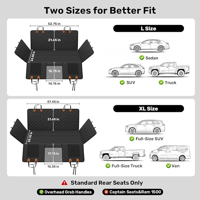 Zanch Hard Bottom Dog Seat Cover for Trucks, 25" L Back Seat Extender | 450 lb Hard Bottom Support, Waterproof, Scratchproof, Fits Cars, SUVs & Trucks, For Multiple Large Dogs - Image 7