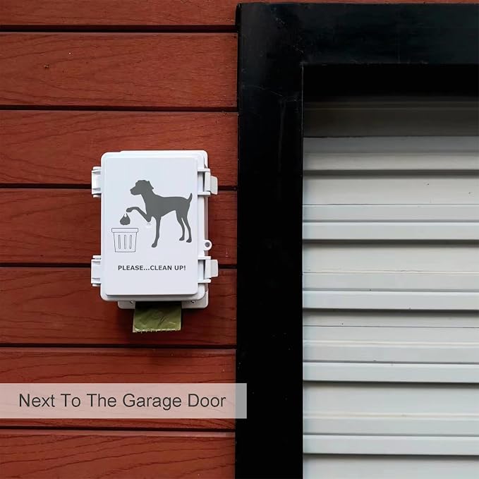 Dog Poop Bag Dispenser Wall Mounted Waterproof Outdoor Pet Waste Bags Dispenser Station Stake, Pole, Fence Mounted fits Home, Porch, Back Yard (white,only dispenser) - Image 2