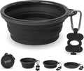 Bonza Collapsible Dog Bowls - Large 33 oz, Dog Travel Accessories, Silicone Portable Dogs Bowl & Water Dish with Reinforced Rim & Carabiner for Hiking, Camping, and Car Trips, Black by Bonza