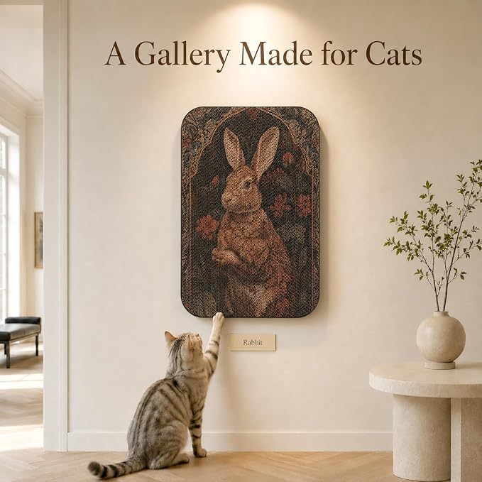 2 Pack Cat Wall Scratcher, Art Cat Scratching Board for Cats | Wall Mounted Cat Scratch Pad, Water-Based Ink, Hook&Loop Strips, Floor or Wall Use, 16.7x11x1 Inch, Butterfly & Rabbit - Image 6