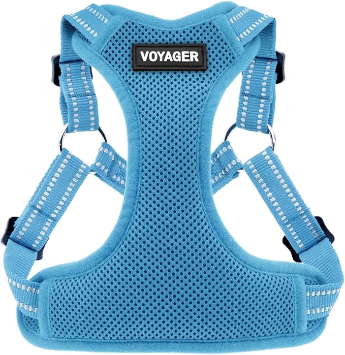 Voyager Step-in Flex Adjustable Dog Harness - Baby Blue, Large | 20 - 25" in Chest, Fully Adjustable, Reflective Bands, All Weather Breathable Air Mesh, Lightweight, Fast Drying by BestPetSuppliesLLC