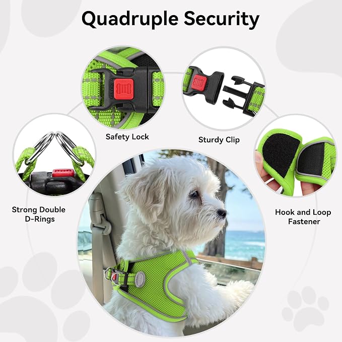 Joytale Step-in Dog Harness, Soft Breathable Mesh, Green XL | Adjustable Fit for Small Dogs, Easy Step-in with Secure Fastener, Even Chest Pressure, Reflective For Night Safety, Washable - Image 6