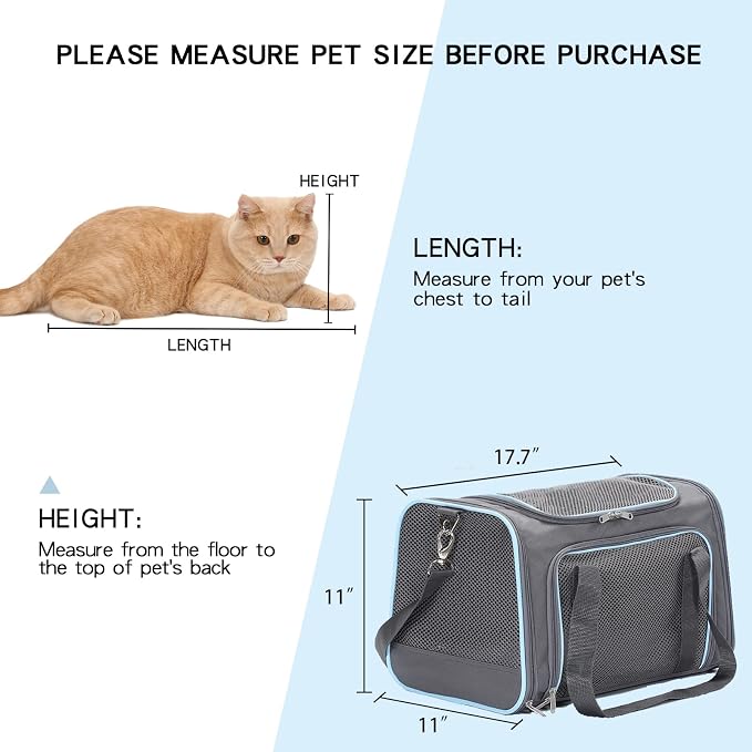 A 4 Pet Airline Approved Pet Carrier, Soft-Sided, Washable, for Dogs | Portable travel bag, breathable mesh windows, multiple pockets, removable mat - Image 3