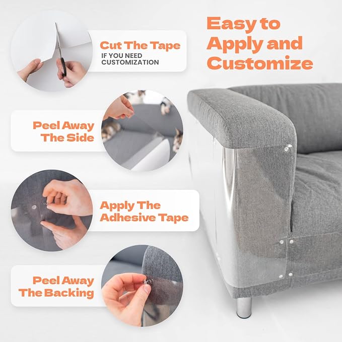 Cat Scratch Furniture Protector - Couch and Sofa Guards - 8 XL Sheets with 64 Pins (8 XL Sheets and 64 Pins) - Image 6