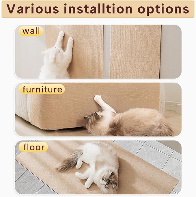 KEYIDE Couch Cat Scratch Protector 79 x 16 Cat Scratcher Wall Climbing from Cat Claws for DlY Tower Post Cat Tree (Grey) - Image 5