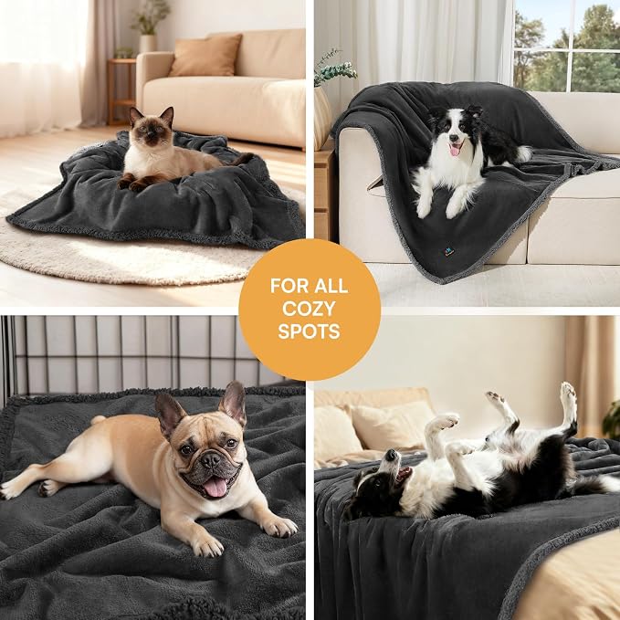 Luciphia Waterproof Blanket for Large Dog, Reversible Sherpa Bed Cover | waterproof pet blanket sherpa fleece reversible couch cover bed protector from spills scratches, Black 100" x 85" - Image 6