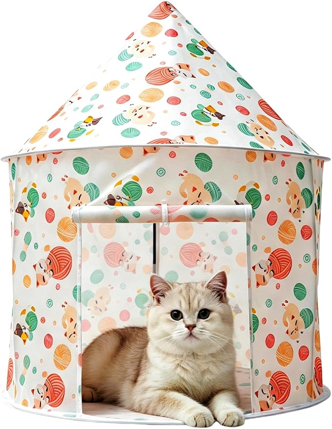 Cat Bad Pop Up Collapsible Yurt Tent, Pet Rest Hut for Indoor | Foldable Cats Cave Hideout Pet Toys ,Cat Rest Hut for Bunny, Guinea Pig, Ferrets, Puppy by Unknown