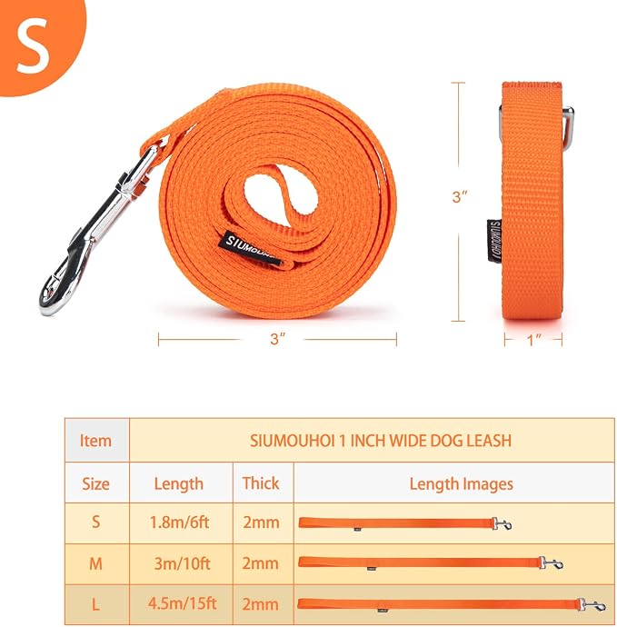 Strong Durable 6ft Nylon Dog Training Leash, 1 Inch Wide Traction Rope, for Small and Medium Dog (Orange, 6 Feet) - Image 5