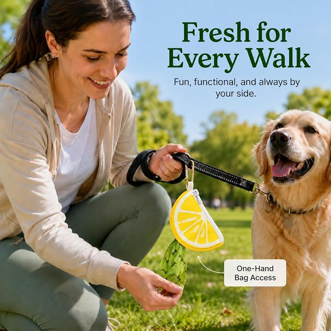 Lemon Dog Poop Bag Holder - Cute Leash Dispenser for Dog Walking | Dog Poop Bag Holder & Trash Carrier, Leash Attachable Dispenser for Poop Bags, Cute Durable Walking Accessory - Image 6