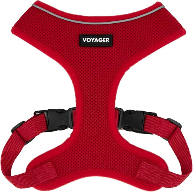 Best Pet Supplies Voyager Aerolite Over the Head Dog Harness, No Pull Breathable Air Mesh Vest, Quick Dry with Reflective Stitching, Adjustable Escape Resistant Harness - Red, Large by BestPetSuppliesLLC