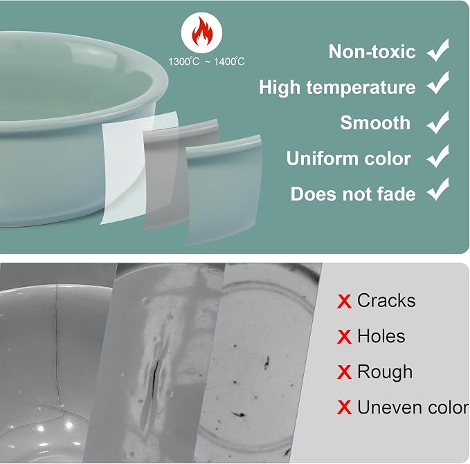 Ceramic Replacement Dog Bowl for Wordcam SS02 Model, 6.9"X2.6", Light Green | Food and Water Bowl Set, for Small Medium Cats, Pet Feeding Dishes for Dogs 20-35lbs, Thicker Ceramic, Anti-Skid, 28Oz/800ML - Image 5
