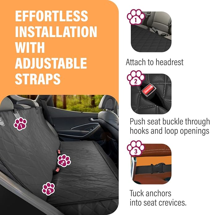 Active Pets Black XL Dog Car Hammock Back Seat Cover, Waterproof Backseat Cover Protector for Truck Bench Rear of Sedans or SUVs, Essential Pet Supplies Vacuum or Wipe Clean, Machine Washable - Image 3
