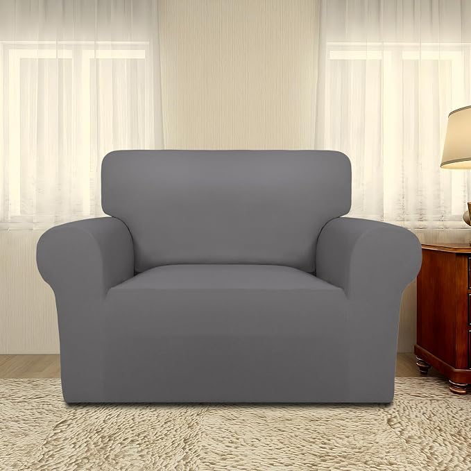 PureFit Super Stretch Sofa Slipcover – Spandex Non Slip Soft Couch Sofa Cover, Washable Furniture Protector with Non Skid Foam and Elastic Bottom for Kids, Pets (Oversized, Light Gray) - Image 2