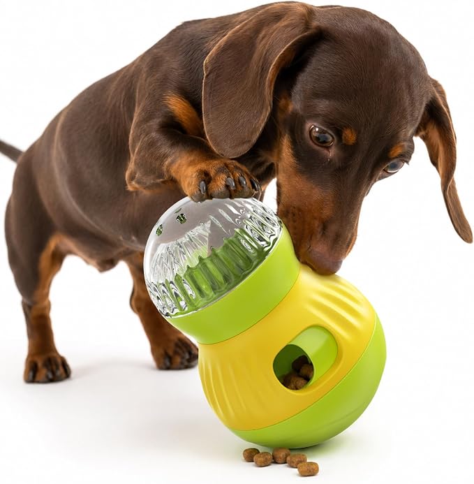 HCY&WLD Dog Interactive Puzzle Toy Adjustable Treat Dispensing Ball (Green) | Sturdy Material, Self-Righting Wobble Base, Indoor Enrichment, Slow Feeder, Smarter Play, Mental Stimulation, Boredom Buster by HCY%26WLD