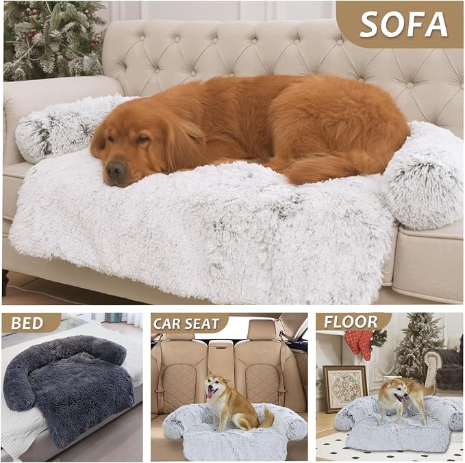 Calming Dogs/Cats Bed Mats, Dog Pad Washable Removable Couch Cover, Plush Long Fur Mat for Pets, Waterproof Lining, Perfect for Small, Medium and Large Dogs and Cats (Desert Brown, 41"x37") - Image 7