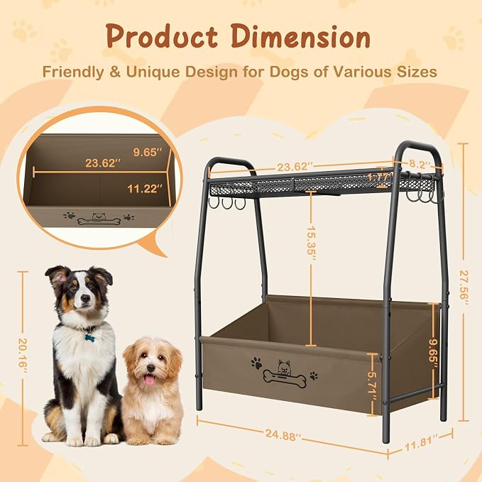 Lomivra Large Dog Toy Basket (23.6"x11.2"x9.7"), Dogs Toy Bin with Storage Organizer, Trapezoid Toy Box for Dog Stuff Accessories, Pet Toy Storage Holder Chest for Cat Dogs Essential Supplies（Brown） - Image 7
