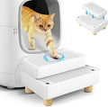 Extra Large 2 Steps Cat Litter Box Step Ramp, Cat Litter Catcher Mat with Wooden Feet, Filter Function, Cat's Pedal Stool for Self-Cleaning Litter, Suitable Kitten & Elderly Cats (White) by Bartuke