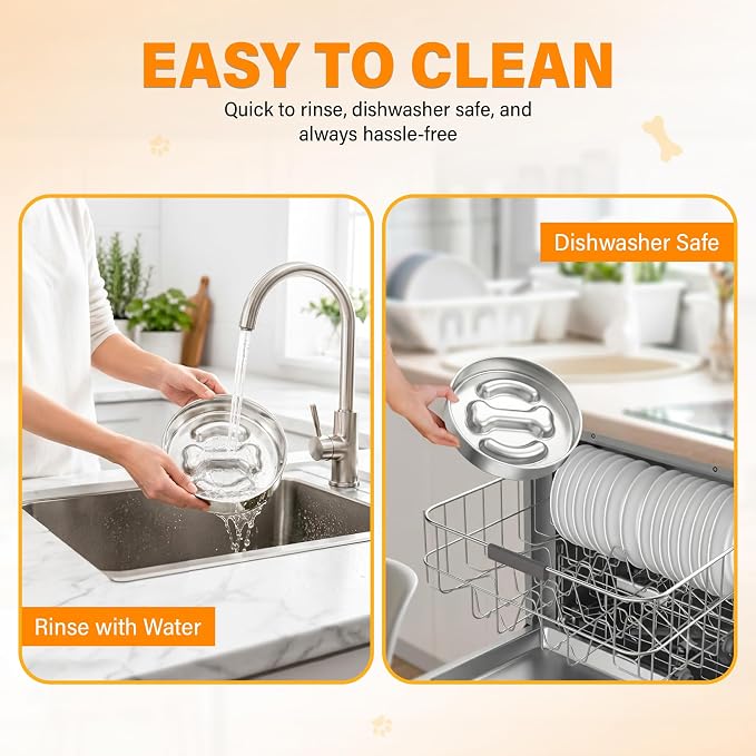 Slow Feeder Dog Bowl, Large Capacity 3-Cup 304 Stainless Steel Dog Food Bowl with Non-Slip Silicone Mat, Eco-Friendly, Slows Down Eating for Small, Medium & Large Dogs - Image 3