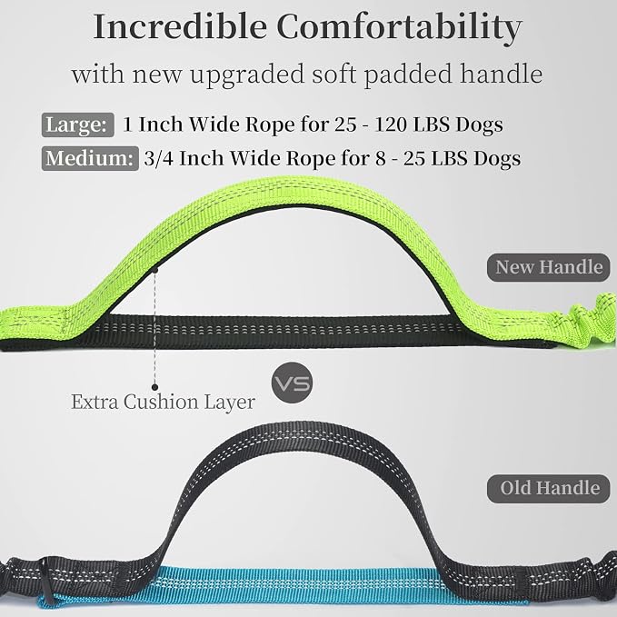 Hands Free Dog Leash with Zipper Pouch, Large, 25-120 lbs, Green | Waist Leash, Dual Padded Handles, Shock-Absorbing Bungee, Adjustable Waist Belt, Walking and Running - Image 3