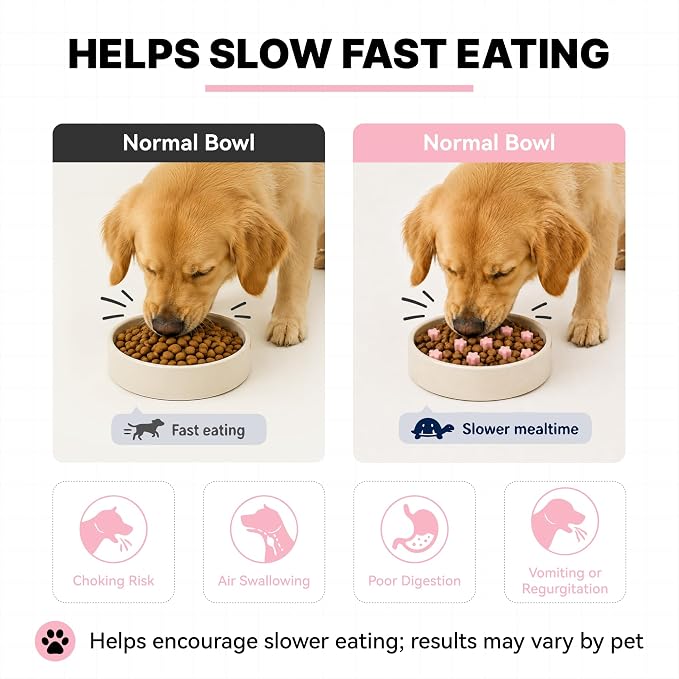 Slow Feeder Insert for Cat Dog Bowls, Anti-Choking Silicone with Strong Suction Cups, Fits Most Cat Bowls, Ideal for Puppy Small Medium Breeds (Pink) - Image 4