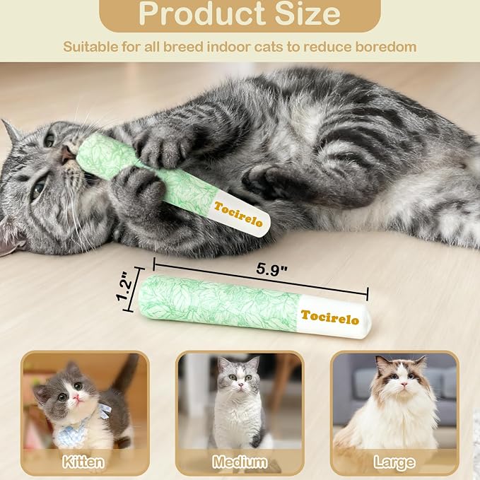 Tocirelo Catnip Toys for Cat with Pure 45000mg A+Organic Catnip, Soft Plush | 3pack Cat Nip Toys for Indoor Cats, Safe Chew-resistant Kitten Chew Toys Teething, Cat Kicker Toy Makes Bored Cats Crazy - Image 6