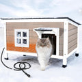 Wooden Heated Cat House for Outside Outdoor Cat House Weatherproof Insulated Feral Cat Shelter with Heater, Built-in Insulated Foam Panel, Elevated Base, Slanting Roof, Large 33.8*20.6*23.8 inches by Unknown